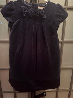 Janie and Jack Navy Velvet Rosette Dress